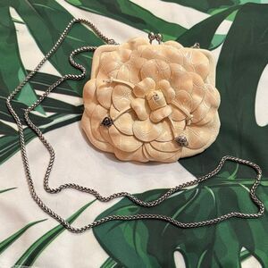 Brighton Cream Floral Clutch with Silver Chain